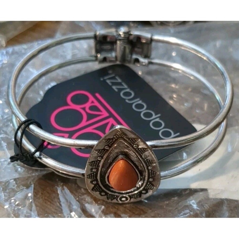 Paparazzi Jewelry Lot Of 4 Bracelets Hinge Orange Law Of The Land Southwestern - Picture 2 of 3